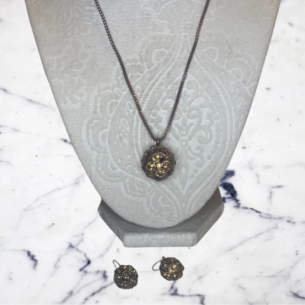 Fossil Necklace and Earrings Set B1417 - Picture 3 of 3